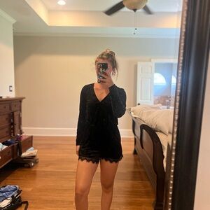 Gianni Bini Black Long Sleeve Babydoll Dress